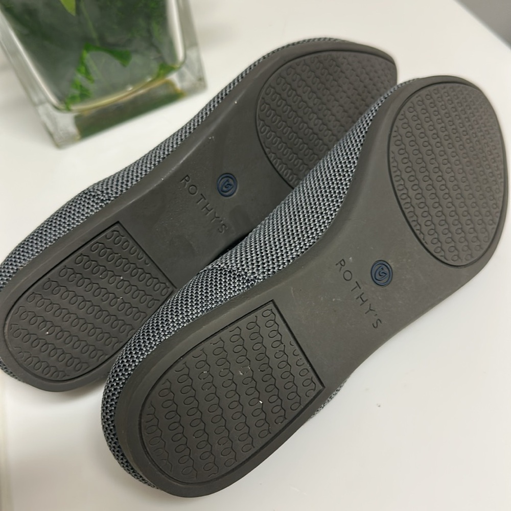 Rothy's Pointed Toe Flats in Charcoal Gray with Blue Trim - Picture 11 of 16